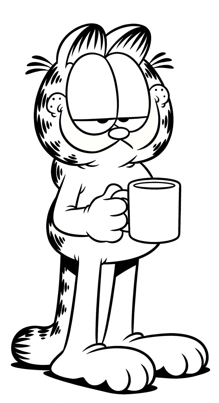 coloriage Garfield updated a imprimer pour enfant de 4 ans