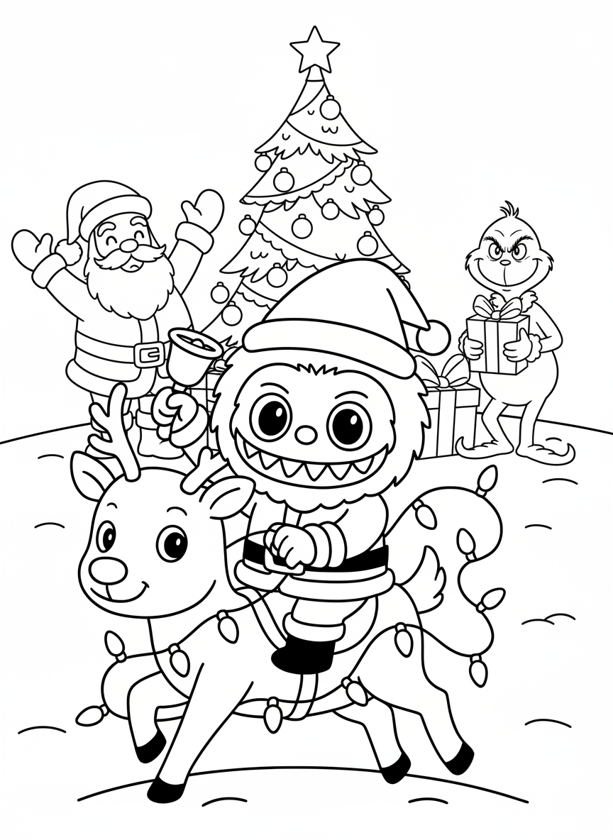 coloriage Labubu Noel pour enfants