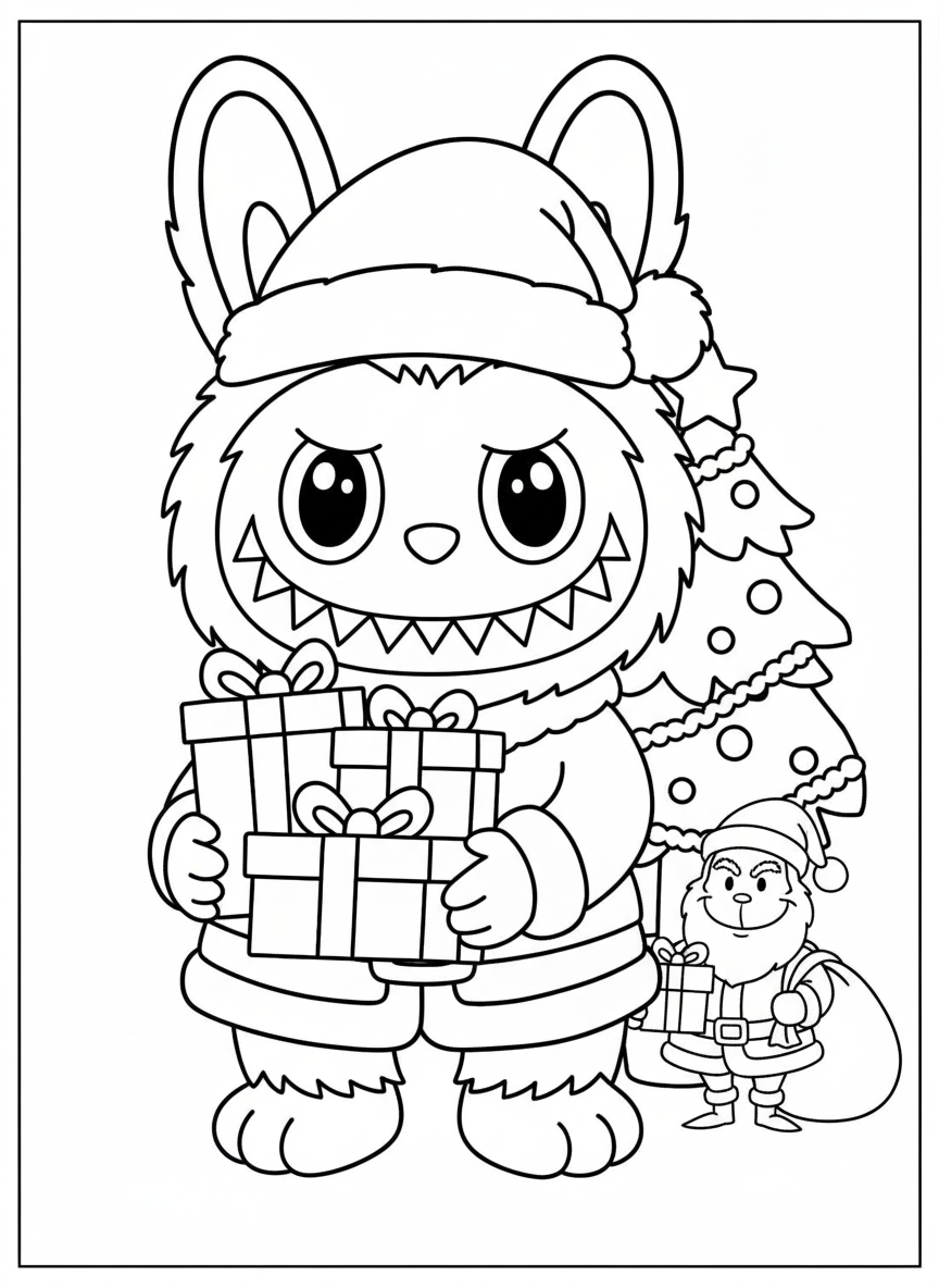 coloriage Labubu Noel pour enfant de 10 ans