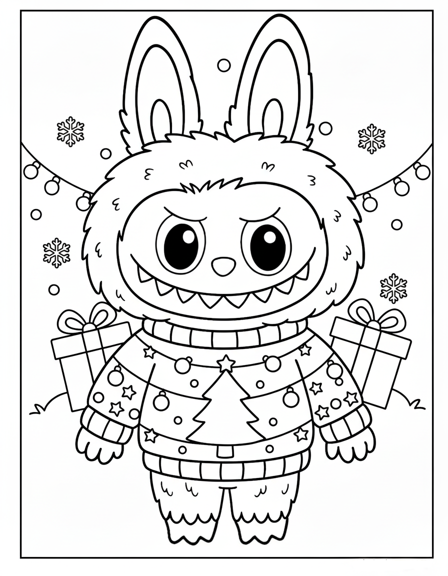 coloriage Labubu Noel gratuit pour enfants
