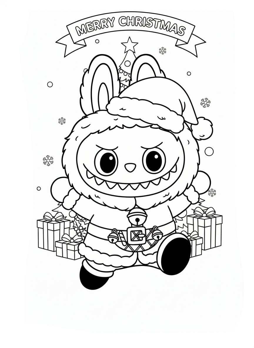 coloriage Labubu Noel pour enfant de 6 ans