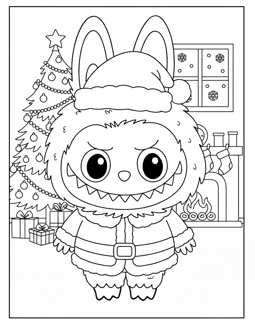 coloriage Labubu Noel à imprimer pdf gratuit
