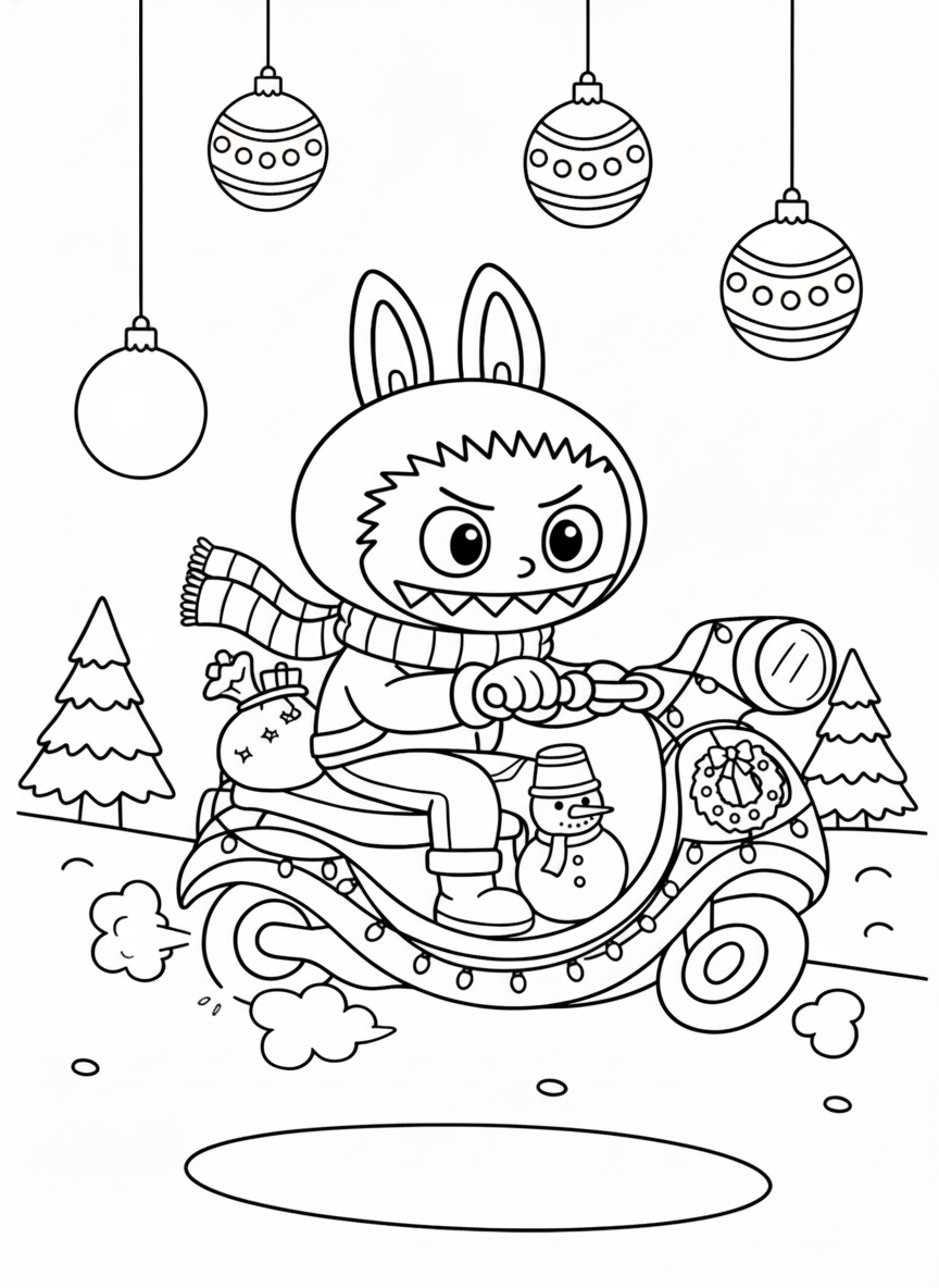 coloriage Labubu Noel pour bebe a imprimer