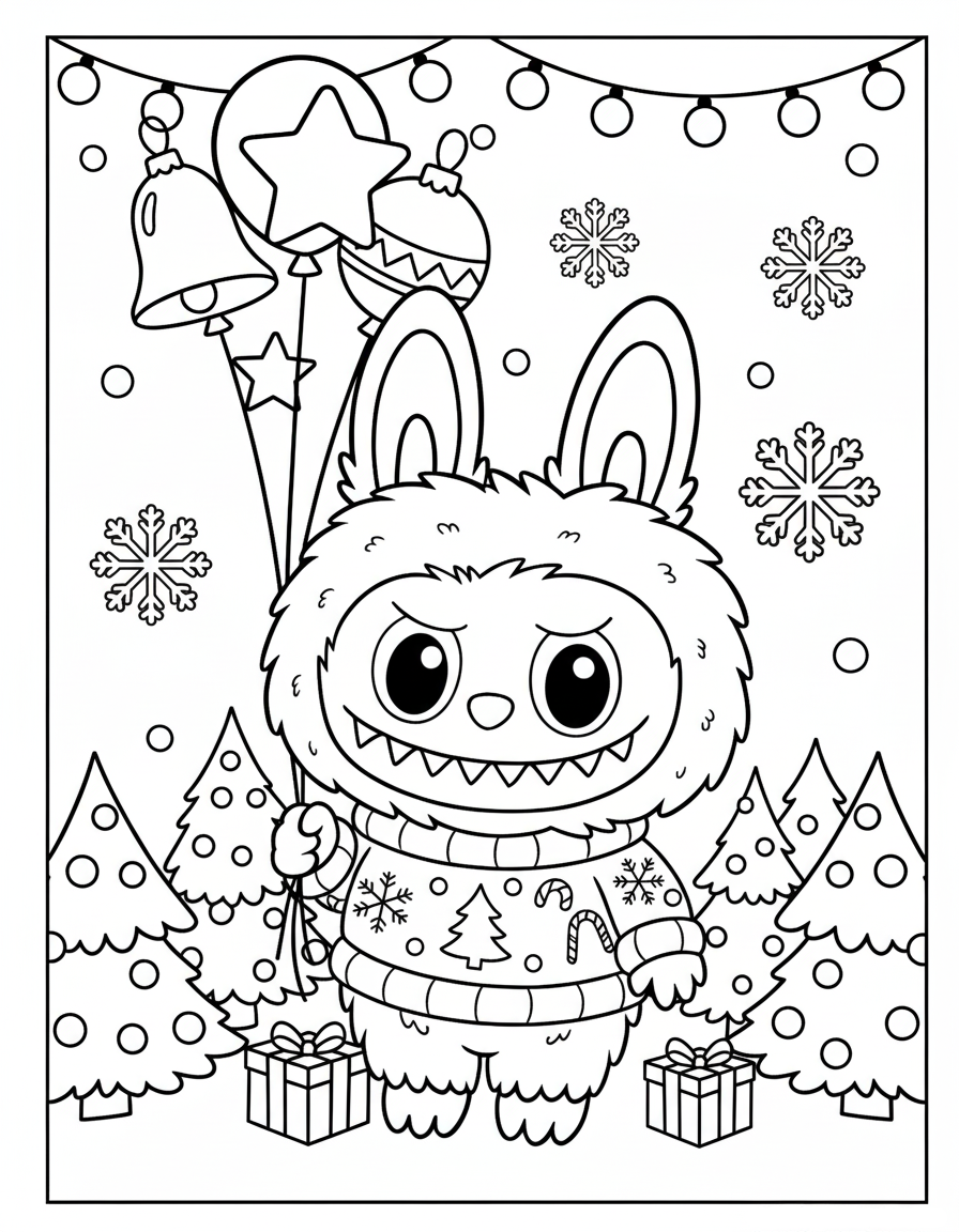 coloriage Labubu Noel pour enfant