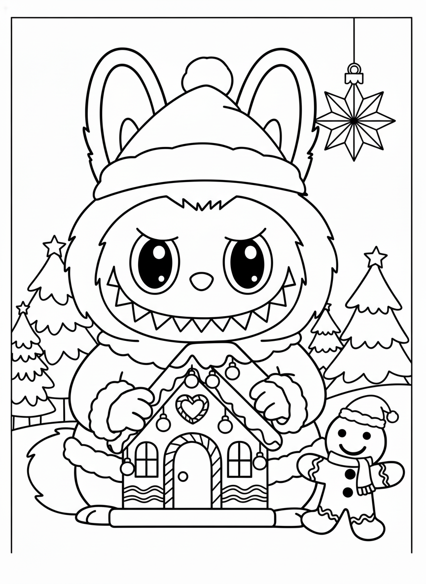 coloriage Labubu Noel gratuit pour enfants 1
