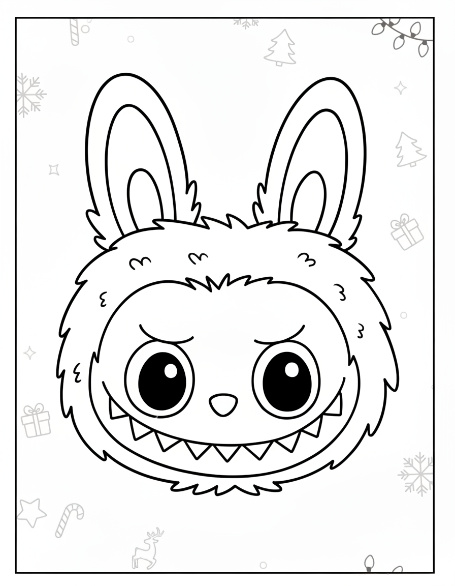 coloriage Labubu Noel à imprimer pour enfant de 8 ans
