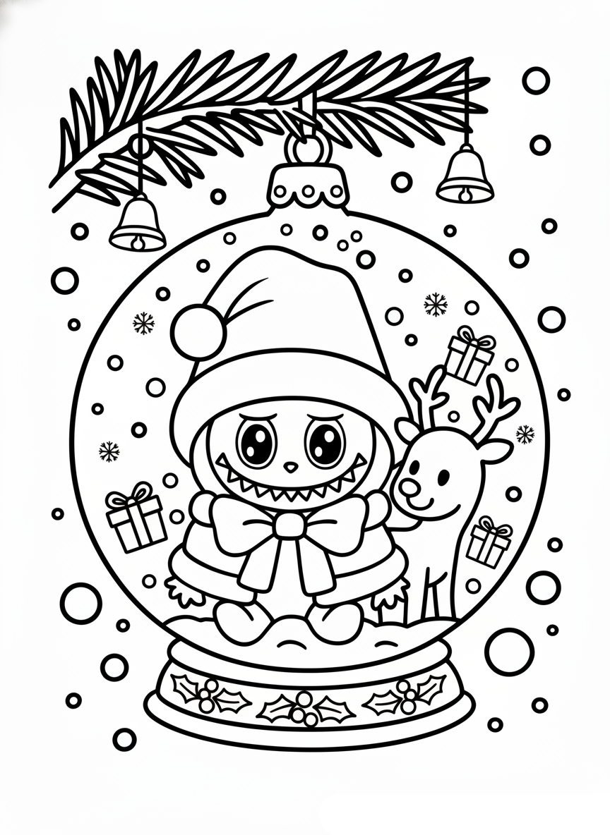 coloriage Labubu Noel à imprimer pour enfants