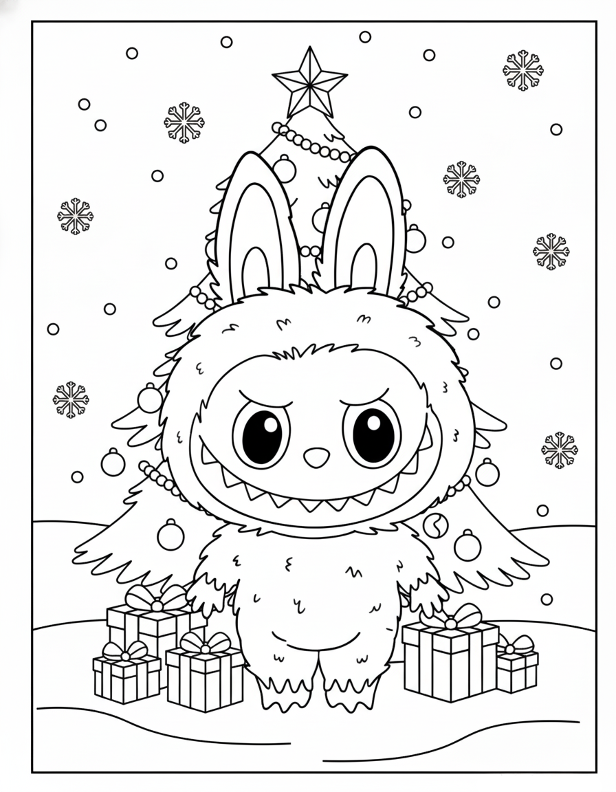 télécharger coloriage Labubu Noel gratuit
