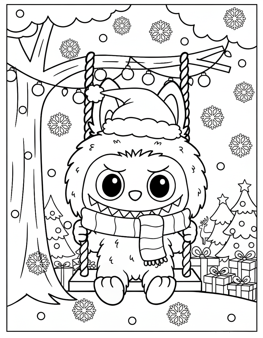 coloriage Labubu Noel gratuit a imprimer