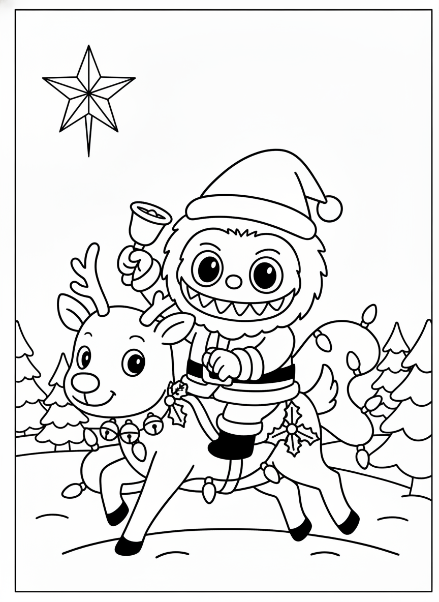 coloriage Labubu Noel pour enfant 1