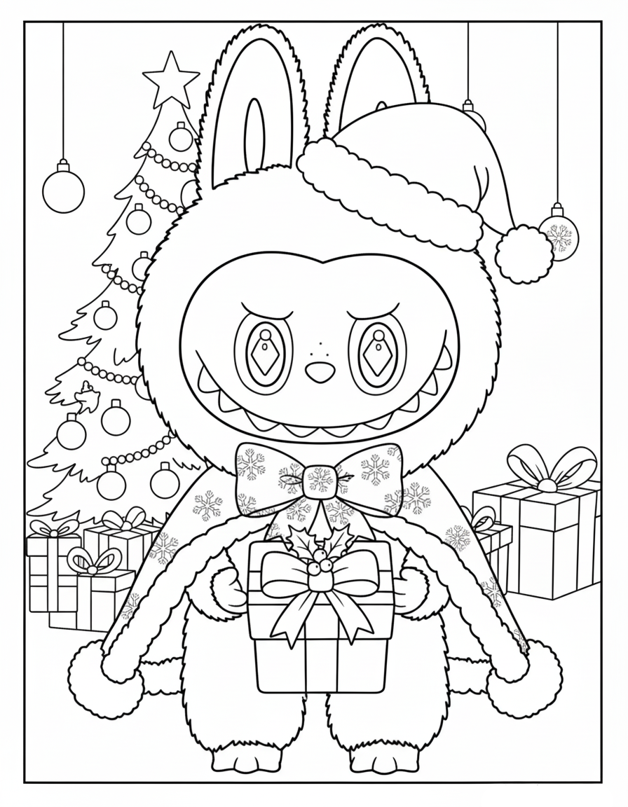 coloriage Labubu Noel gratuit à imprimer