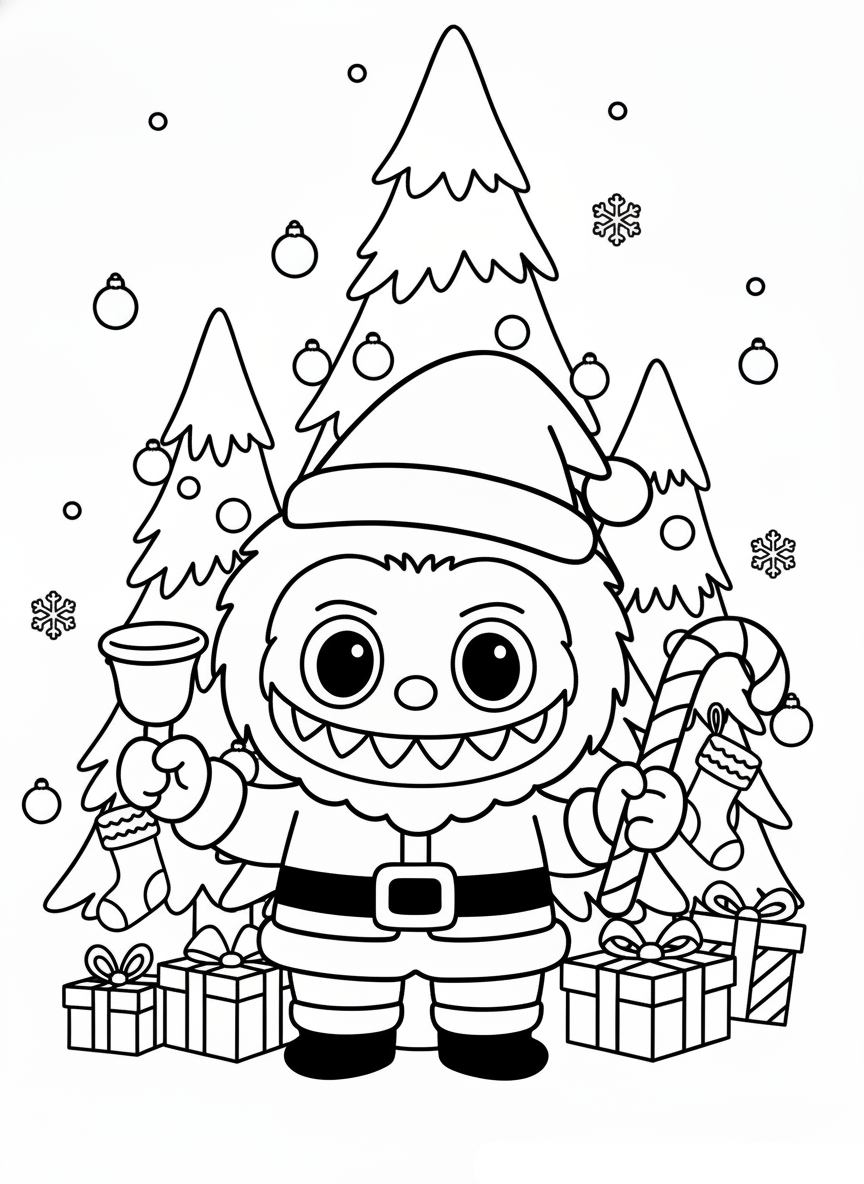 coloriage Labubu Noel gratuit à imprimer 1