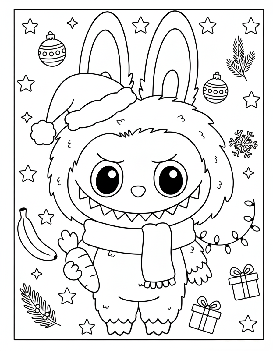 coloriage Labubu Noel et dessin a imprimer