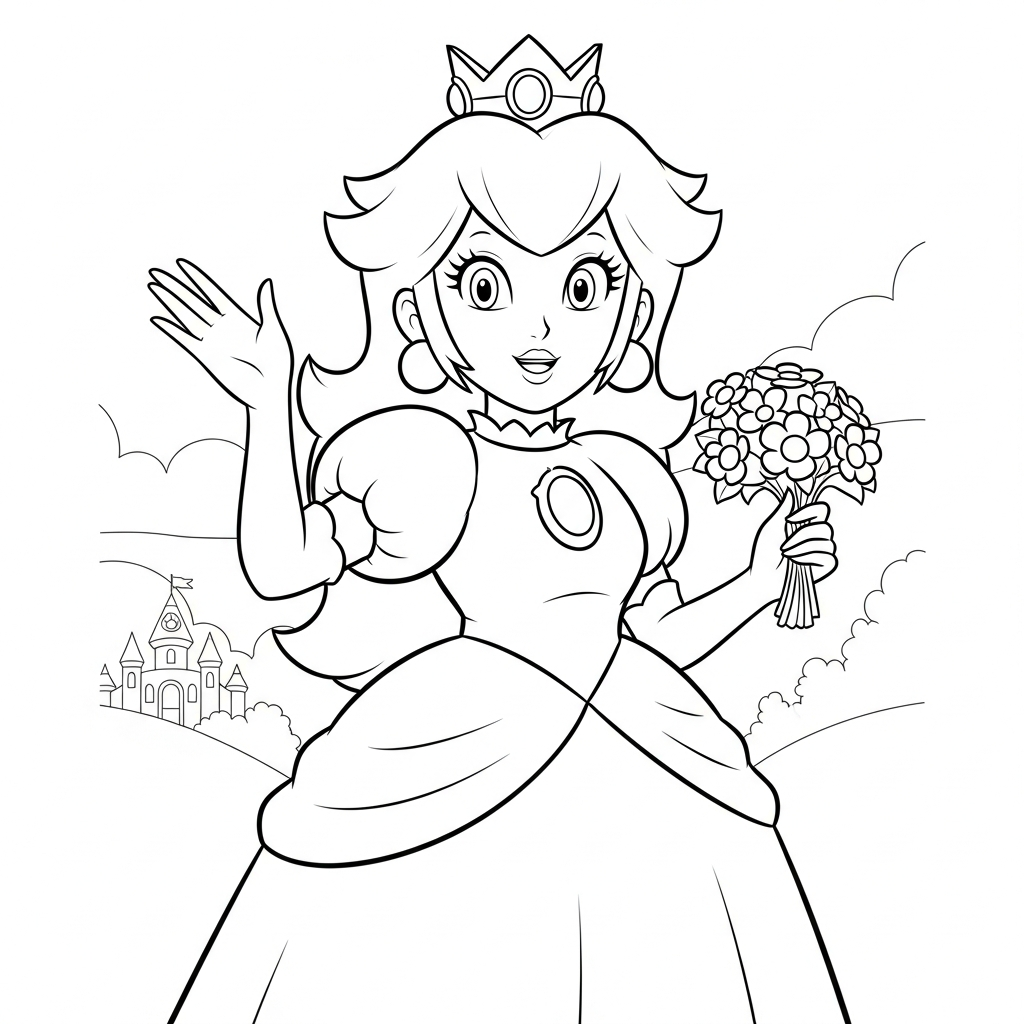 imprimer coloriage Princesse Peach updated gratuit