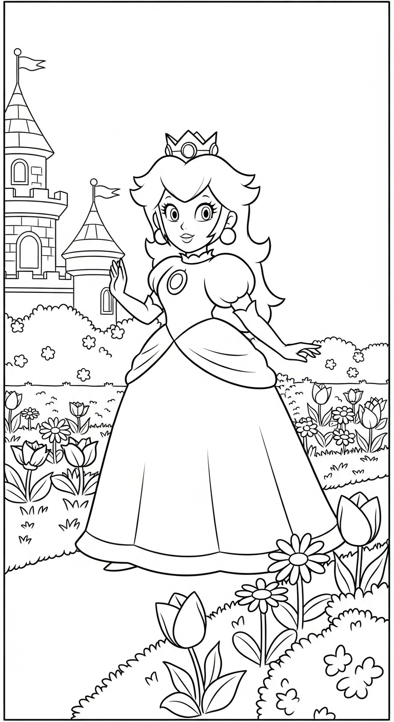 coloriage Princesse Peach updated pour enfant de 10 ans