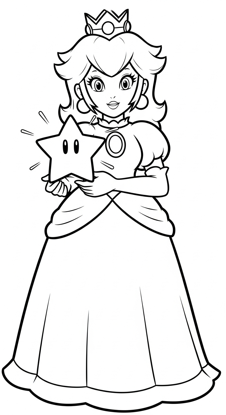 coloriage Princesse Peach updated pour enfant de à imprimer