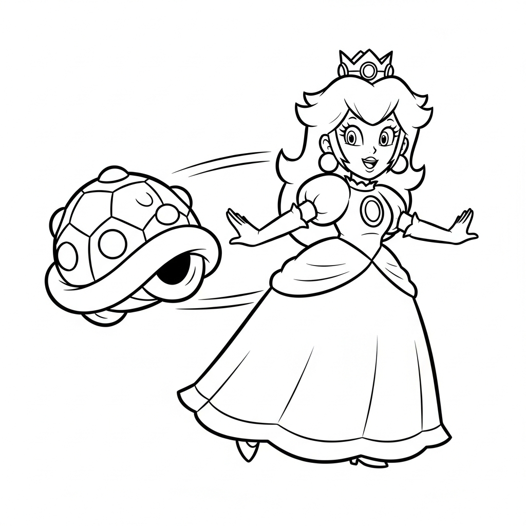 coloriage Princesse Peach updated à imprimer pour enfant de 8 ans