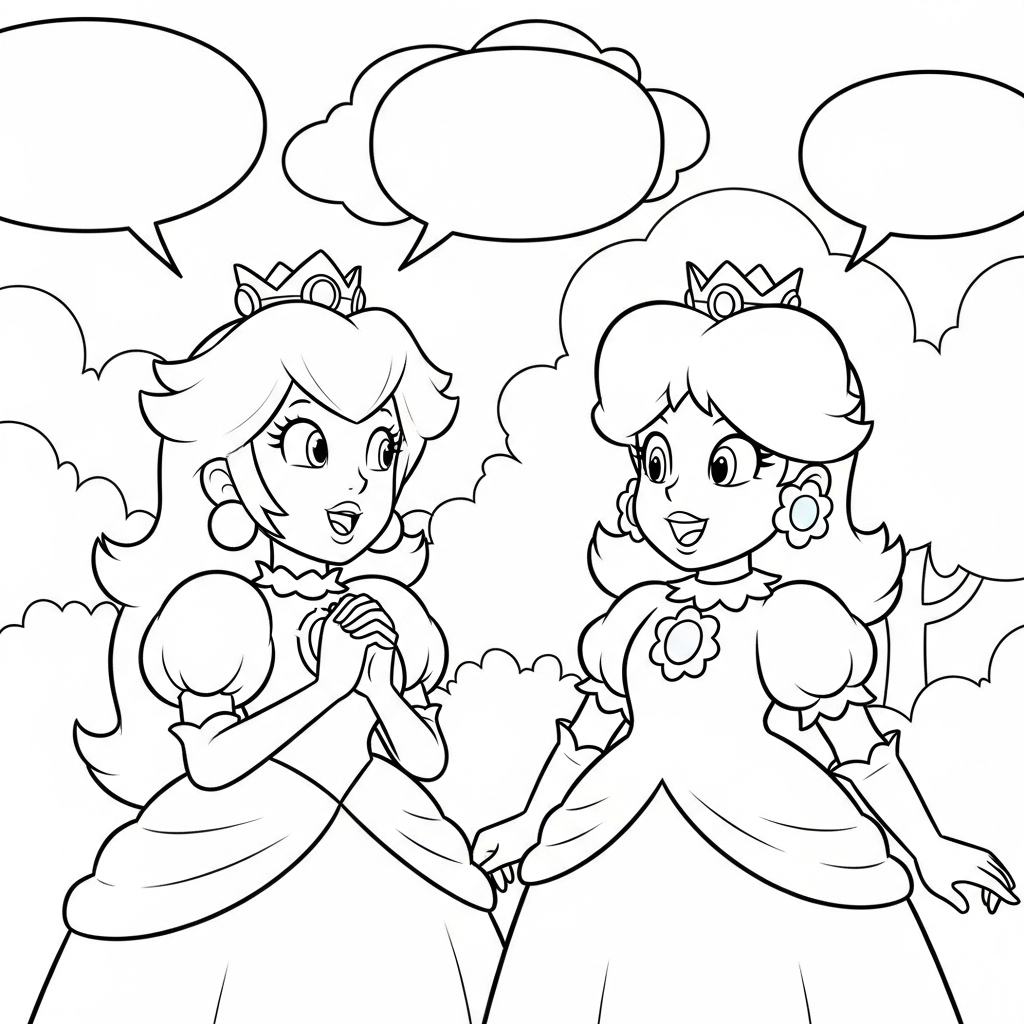 coloriage Princesse Peach updated à imprimer pdf gratuit