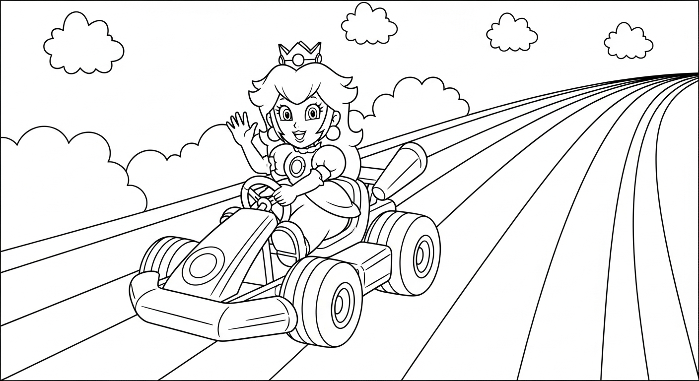 coloriage Princesse Peach updated pour enfant de 2 ans