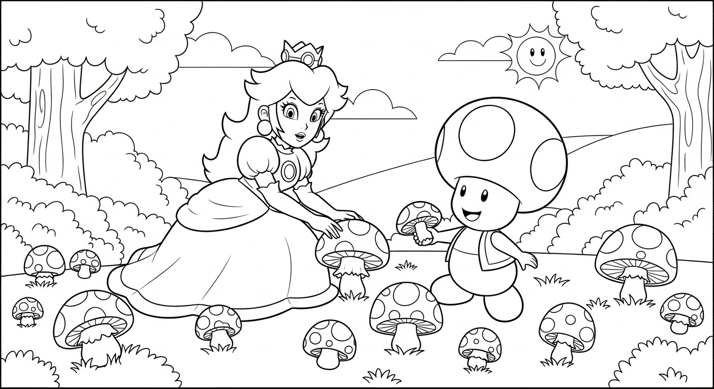 coloriage Princesse Peach updated a imprimer gratuit