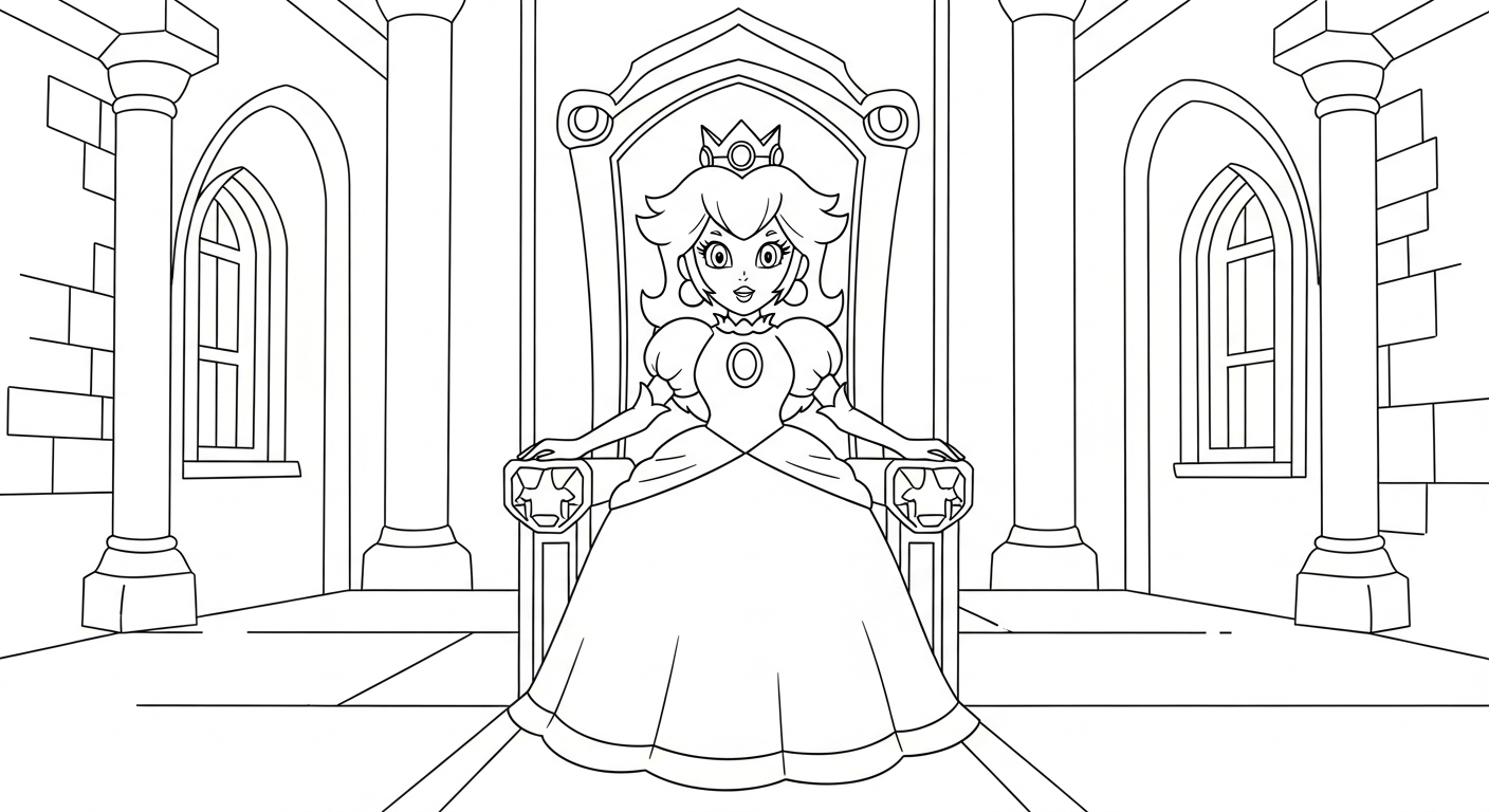 coloriage Princesse Peach updated pour enfant de 7 ans