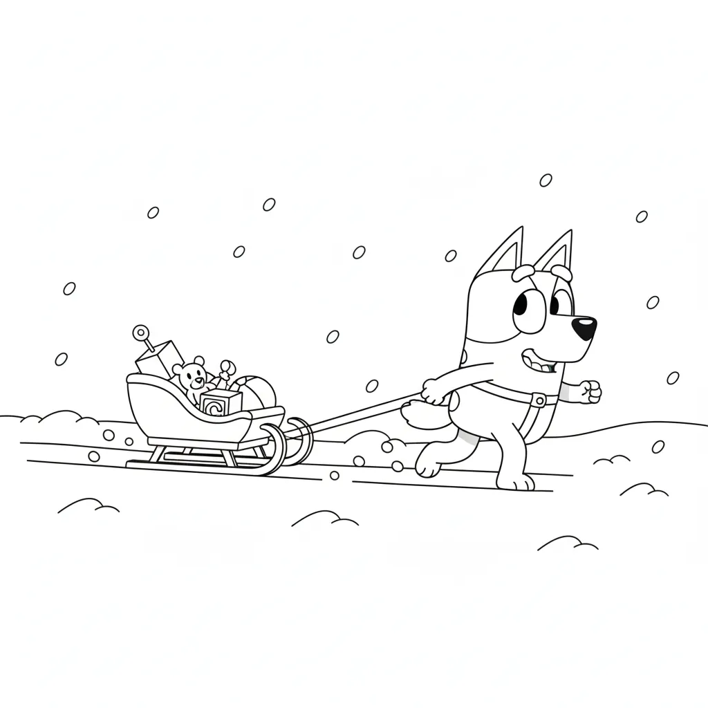 coloriage Bluey Noel pour enfant de 3 ans