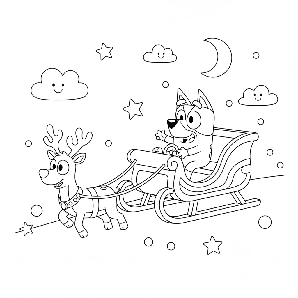 coloriage Bluey Noel pour enfants à télécharger