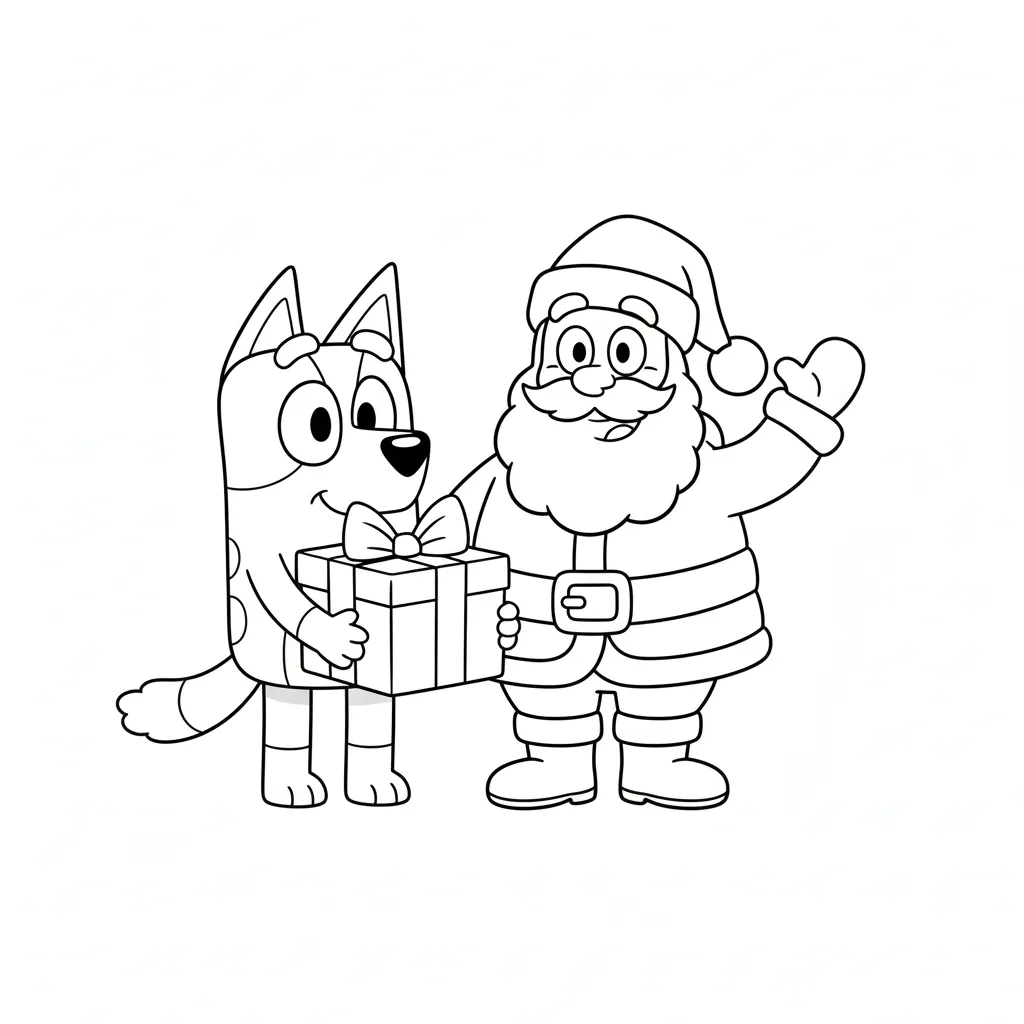 coloriage Bluey Noel à imprimer pour enfant de 12 ans