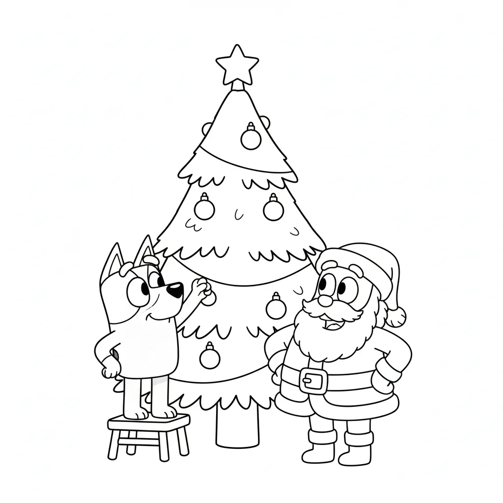 coloriage Bluey Noel a imprimer gratuitement