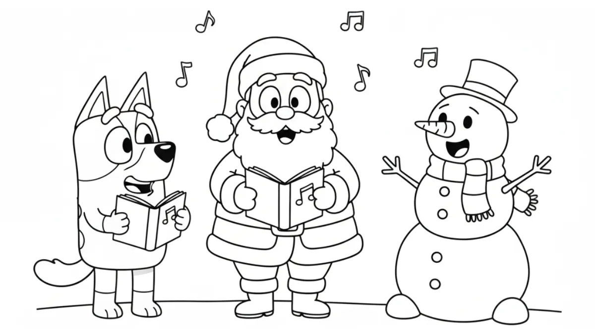 coloriage Bluey Noel pour enfant gratuit