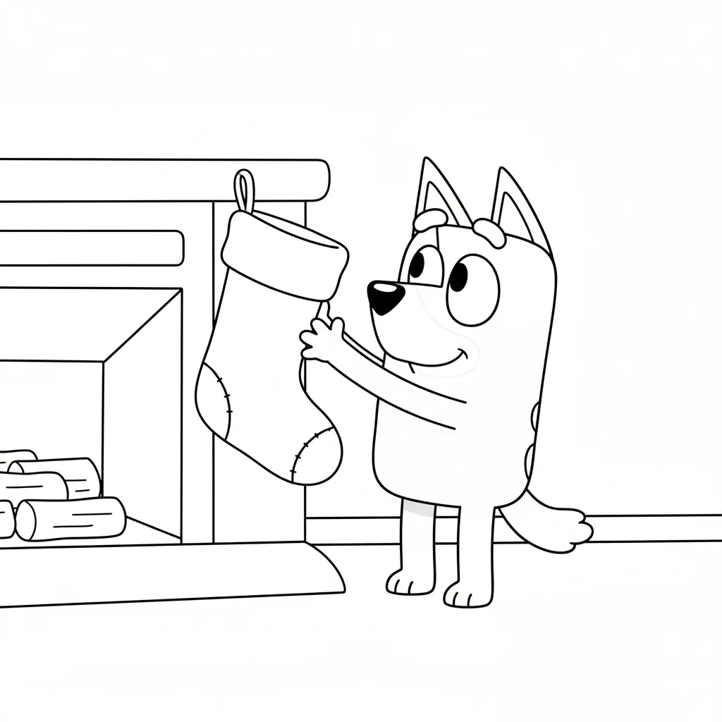 coloriage Bluey Noel à imprimer kawaii