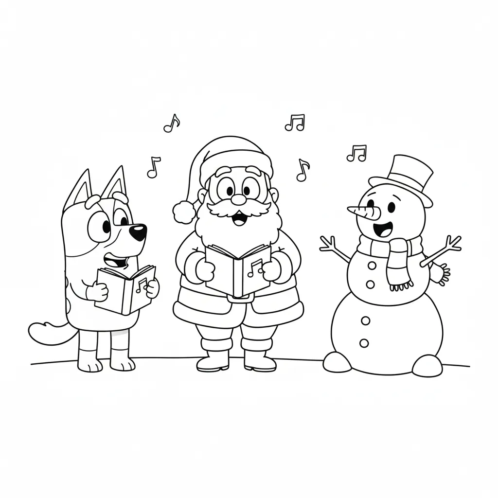 coloriage Bluey Noel à imprimer kawaii 1