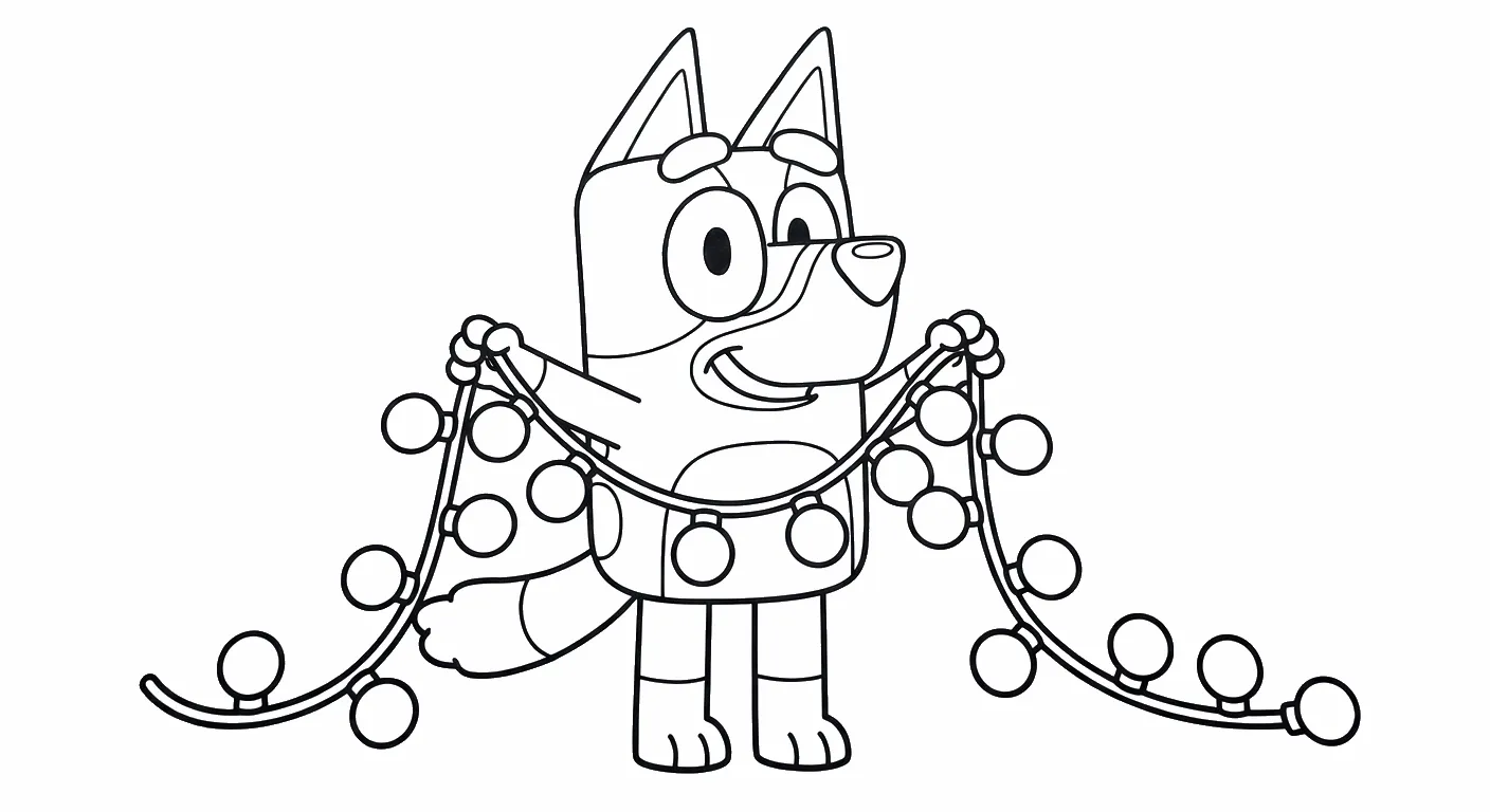 coloriage Bluey Noel à imprimer gratuitement pdf
