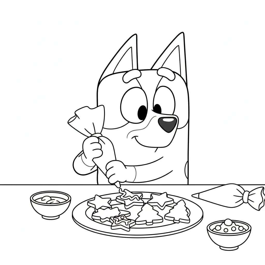 coloriage Bluey Noel à imprimer pour enfant de 12 ans 1