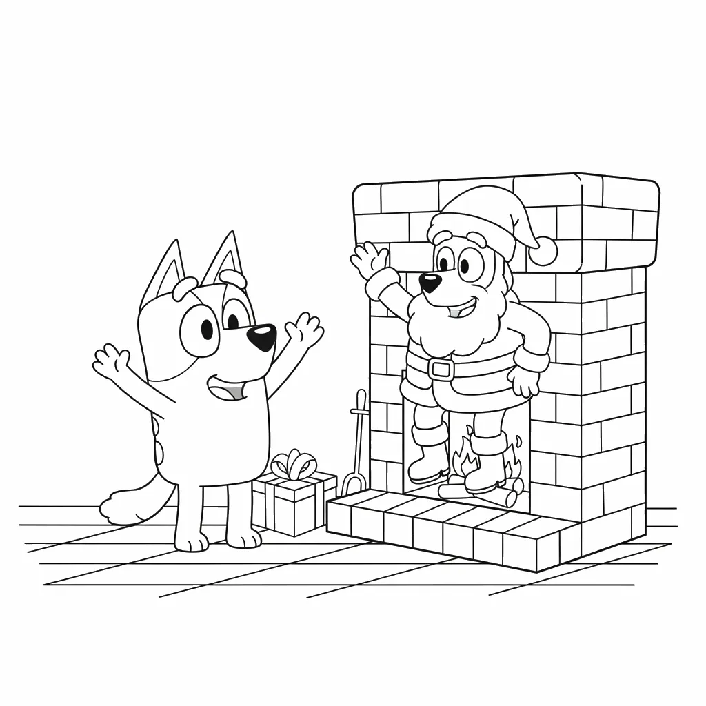 coloriage Bluey Noel et découpage à imprimer