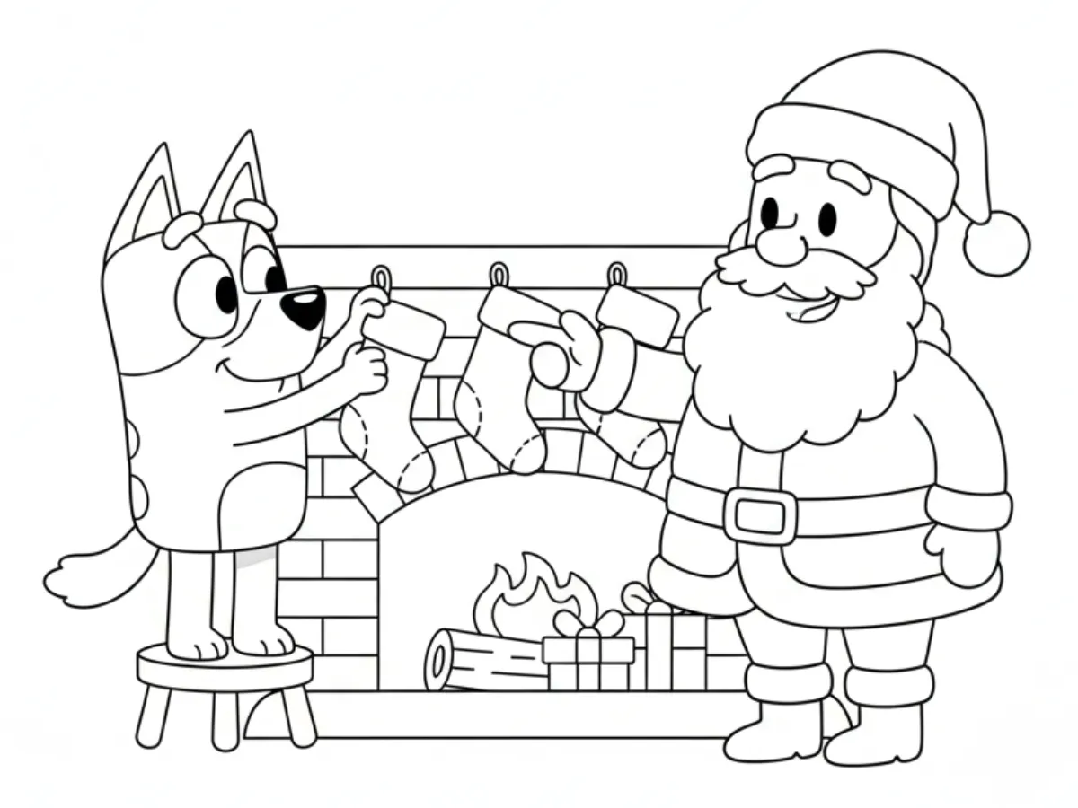 coloriage Bluey Noel et dessins