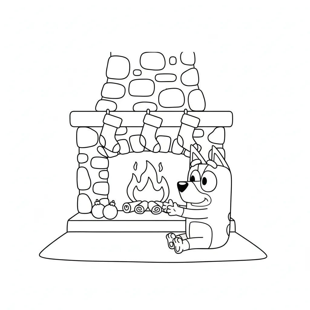 coloriage Bluey Noel à imprimer pdf gratuit