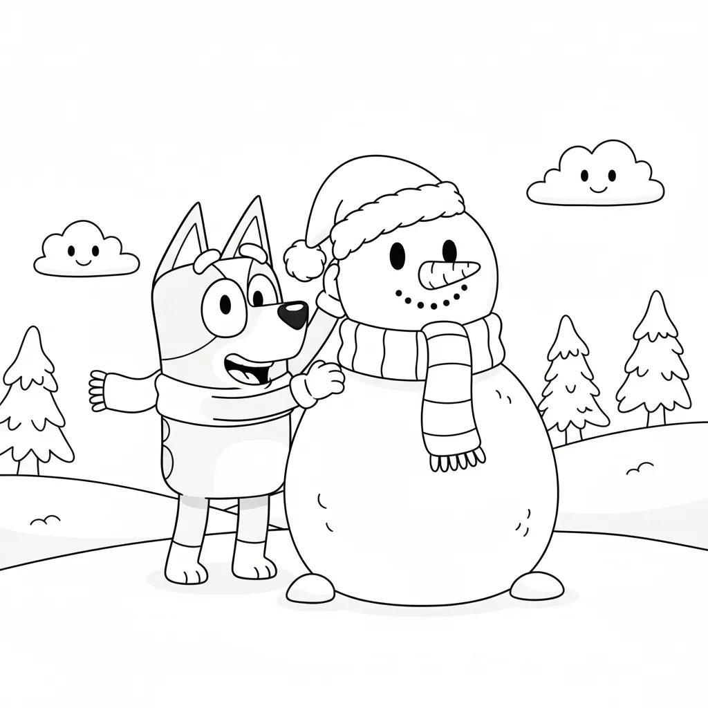 coloriage Bluey Noel à imprimer gratuit