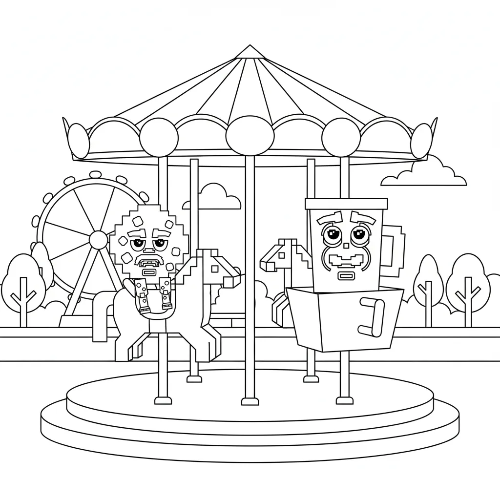 coloriage Cooki & Milki Brainrot pour enfants à imprimer