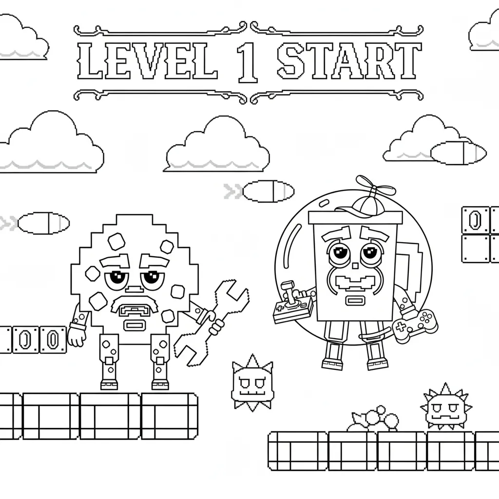 imprimer coloriage Cooki & Milki Brainrot pour enfant