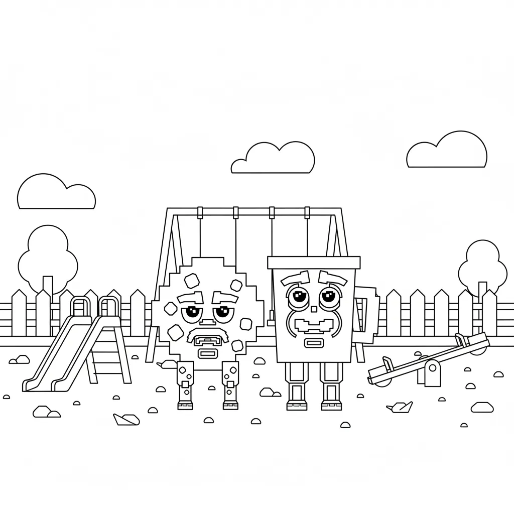 coloriage Cooki & Milki Brainrot d'enfant a imprimer