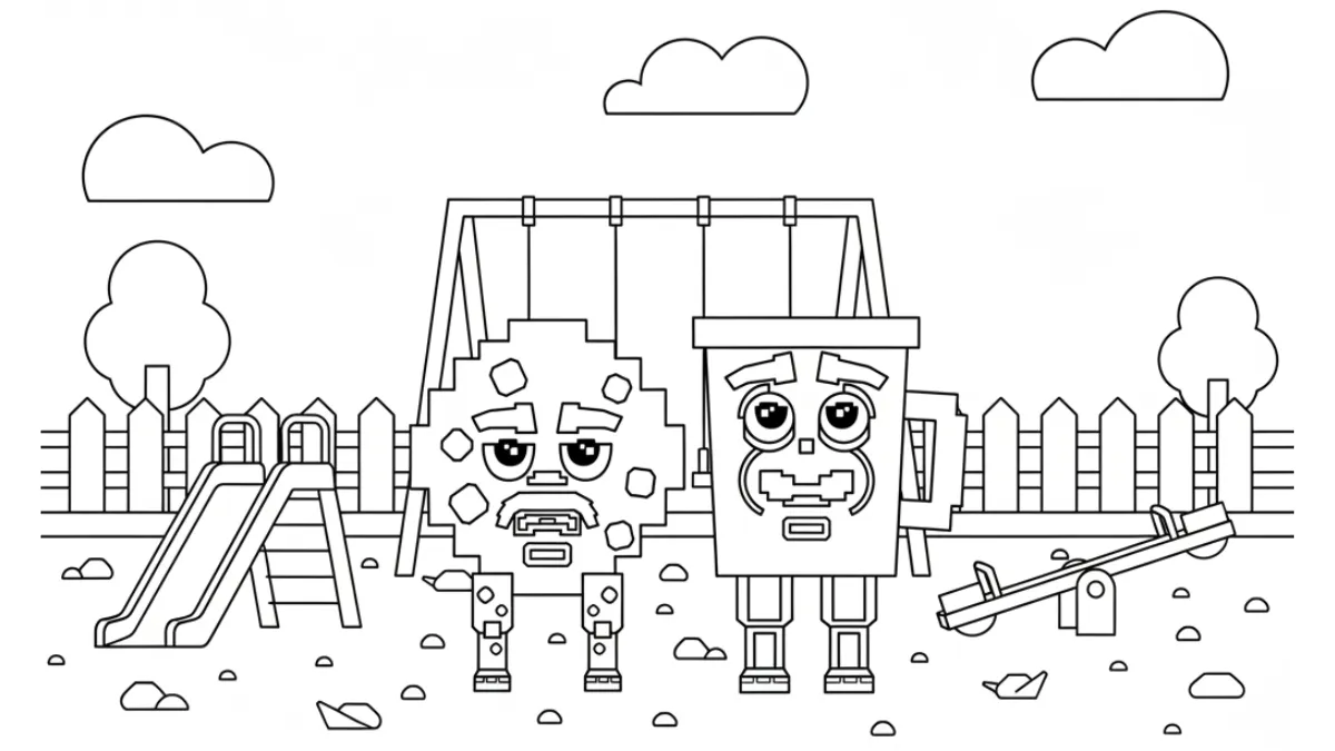 coloriage Cooki & Milki Brainrot pour enfant de 4 ans