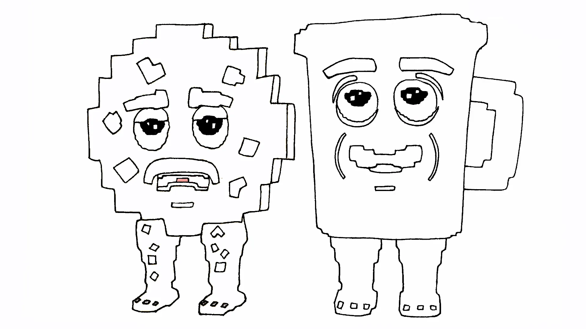 coloriage Cooki & Milki Brainrot a imprimer pour enfant de 4 ans