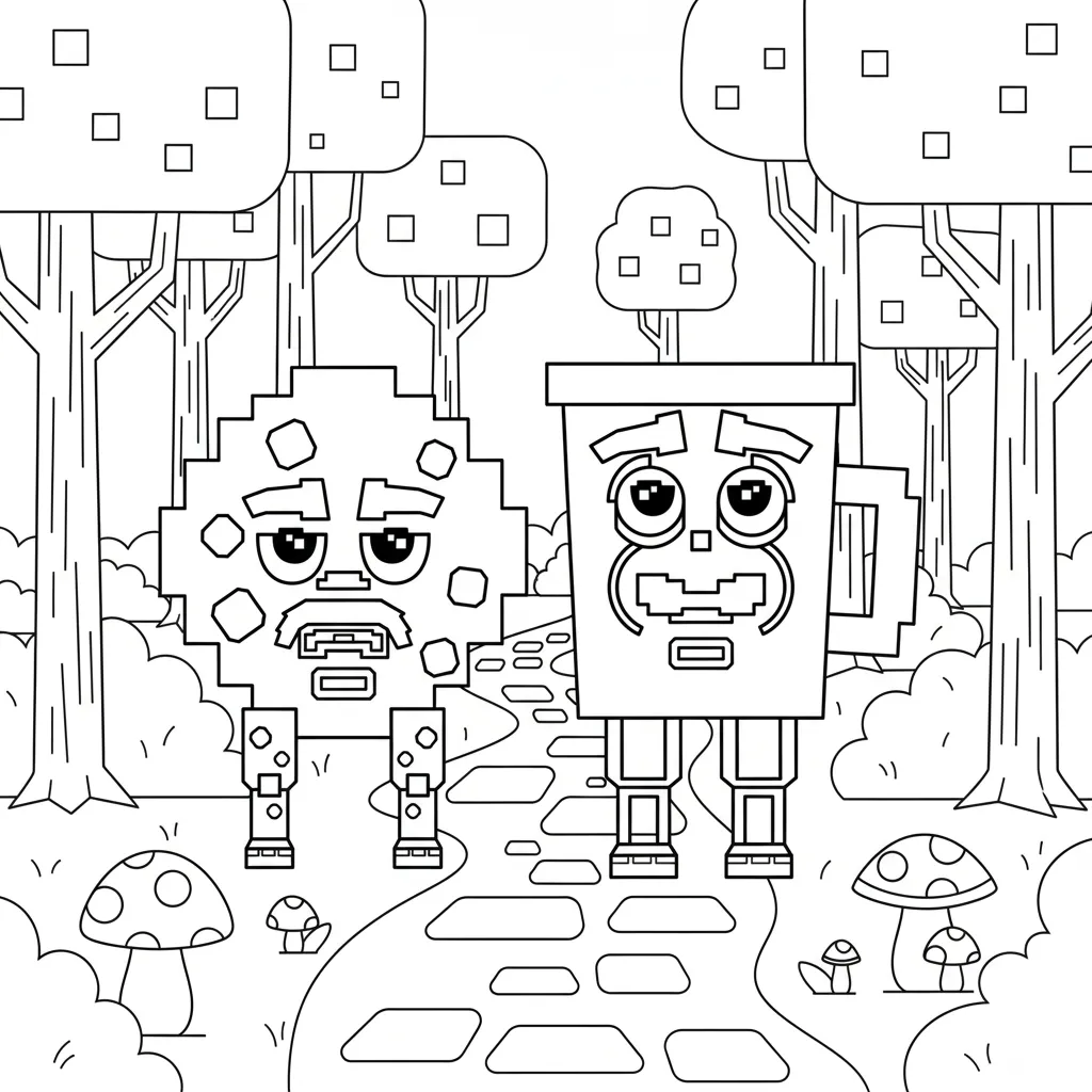 coloriage Cooki & Milki Brainrot pour enfant a imprimer gratuit