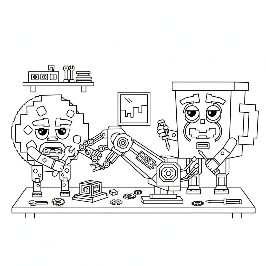 coloriage Cooki & Milki Brainrot pour enfant 1