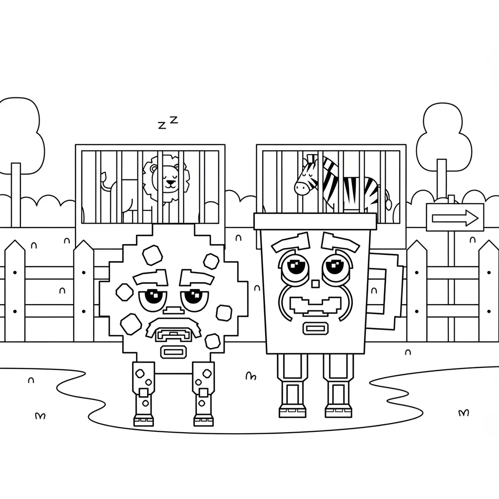 coloriage Cooki & Milki Brainrot à imprimer pour enfant de 10 ans