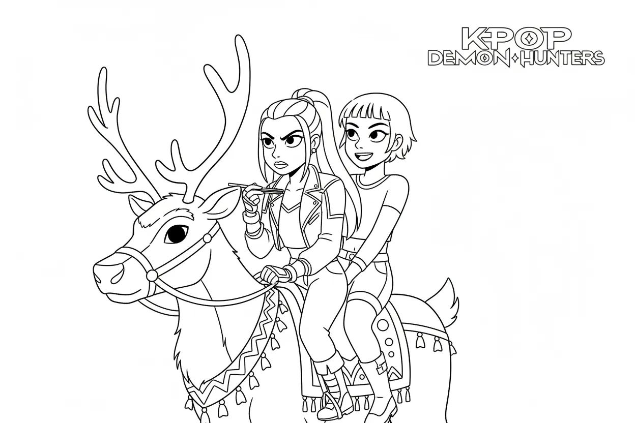coloriage Huntrix Noel et découpage à imprimer