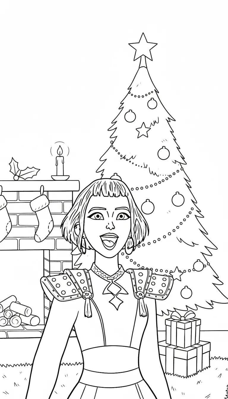 coloriage Huntrix Noel pour enfants à télécharger