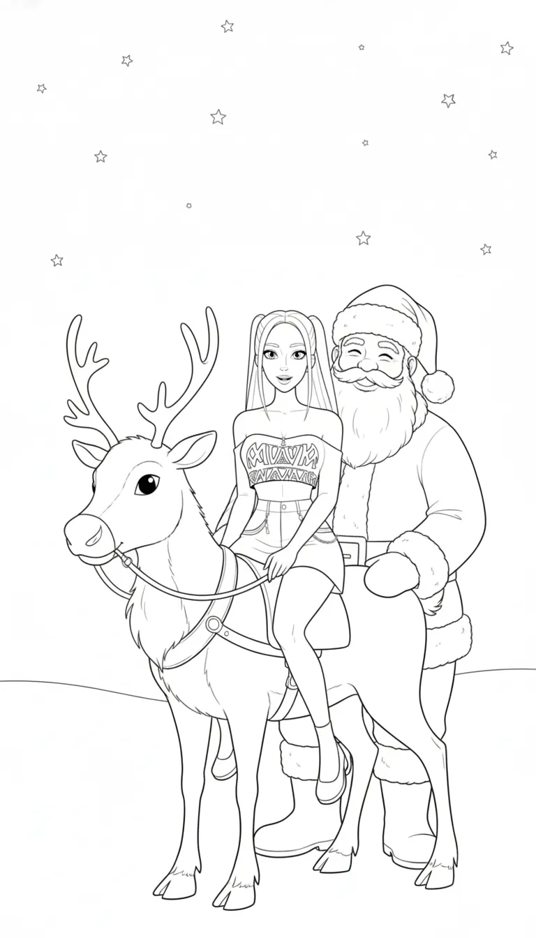 télécharger coloriage Huntrix Noel gratuit