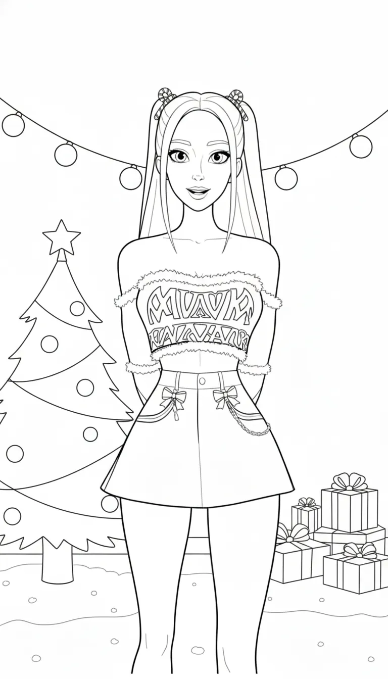 coloriage Huntrix Noel à imprimer a4
